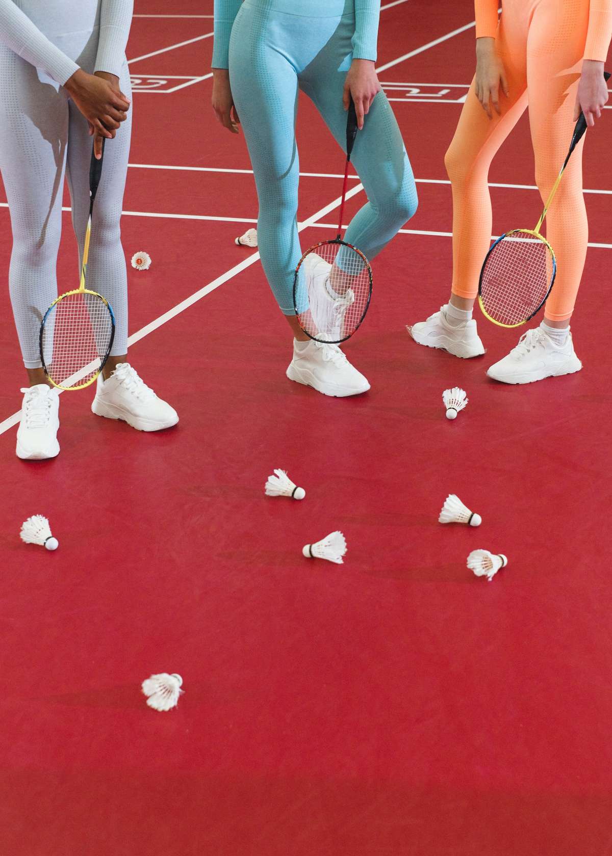 Female players with badminton shoes