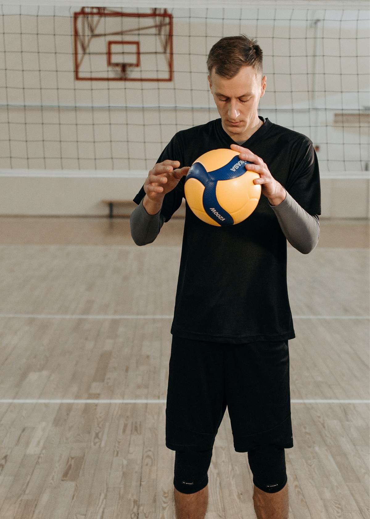 Volleyball player with the ball